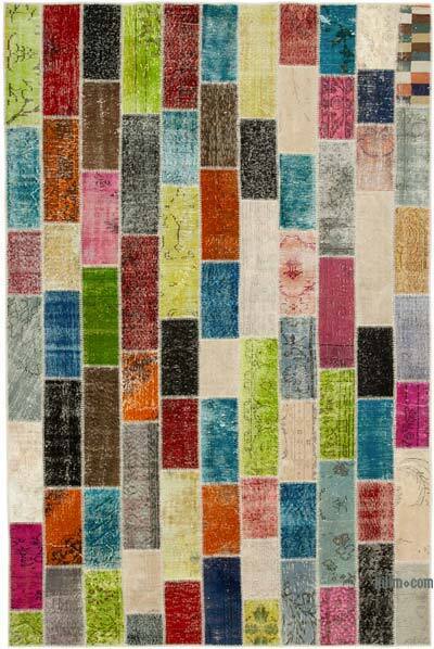 Çok Renkli Boyalı Patchwork Halı - 202 cm x 305 cm