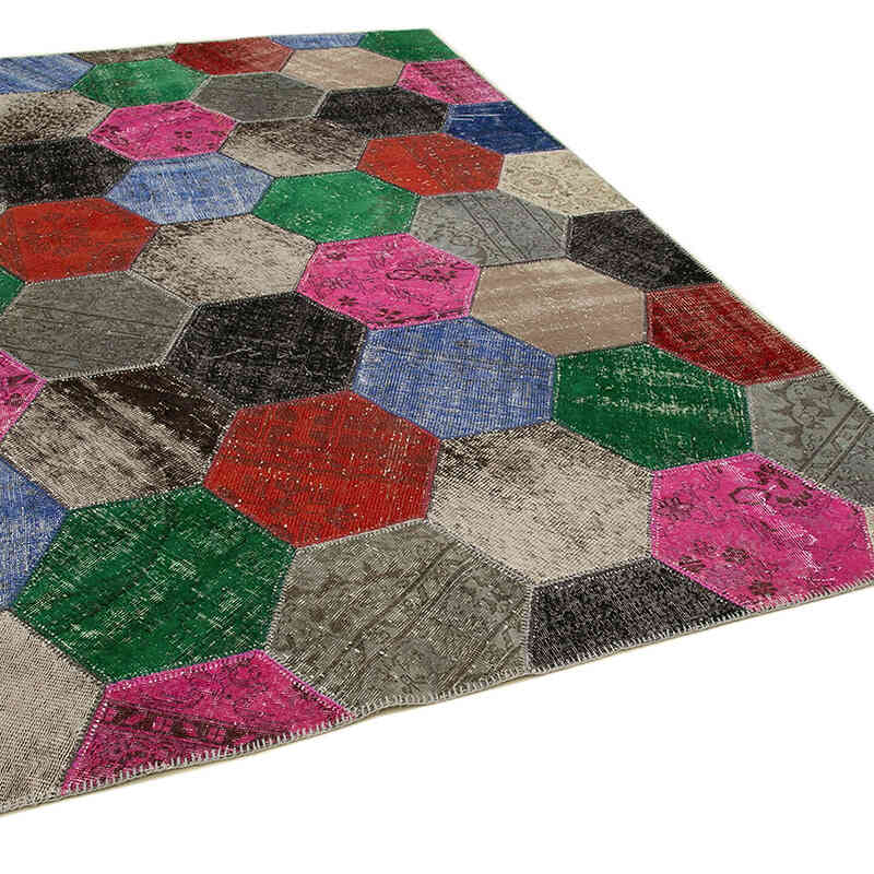 Çok Renkli Boyalı Patchwork Halı - 201 cm x 304 cm - K0051235