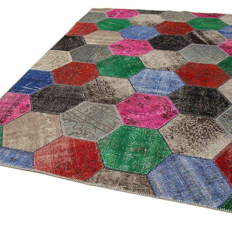 Çok Renkli Boyalı Patchwork Halı - 201 cm x 304 cm - K0051235