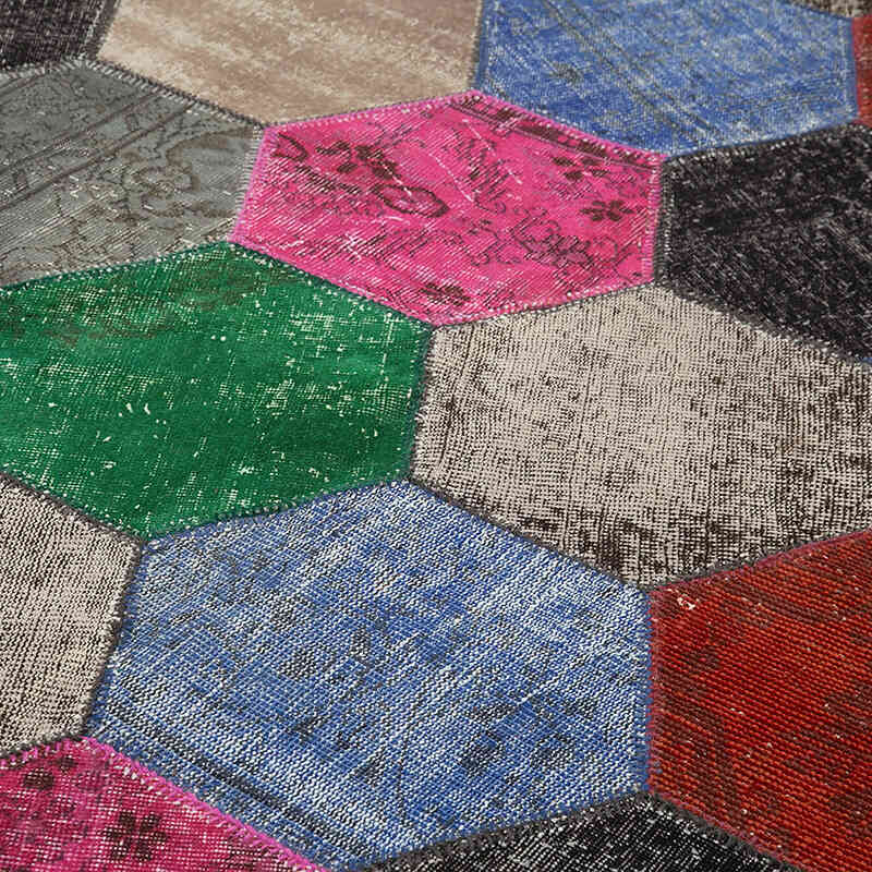 Çok Renkli Boyalı Patchwork Halı - 201 cm x 304 cm - K0051235