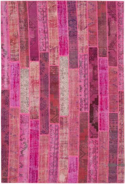 Pink Patchwork Hand-Knotted Turkish Rug - 6' 9" x 10'  (81 in. x 120 in.)