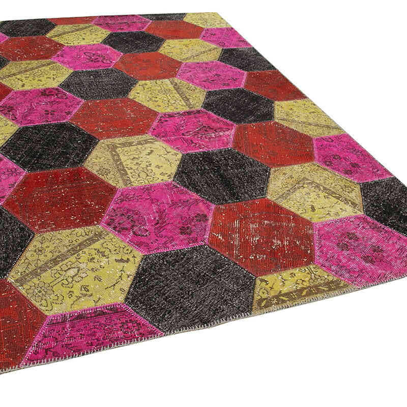 Patchwork Hand-Knotted Turkish Rug - 6' 6" x 10'  (78" x 120") - K0051238