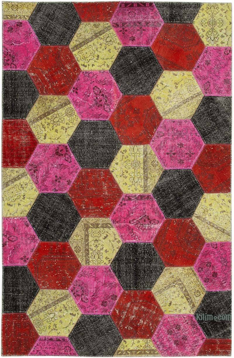 Patchwork Hand-Knotted Turkish Rug - 6' 6" x 10'  (78" x 120") - K0051238