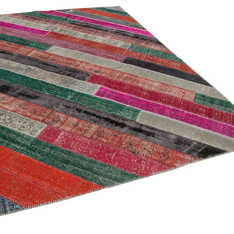 Çok Renkli, Kırmızı Boyalı Patchwork Halı - 200 cm x 290 cm - K0051239