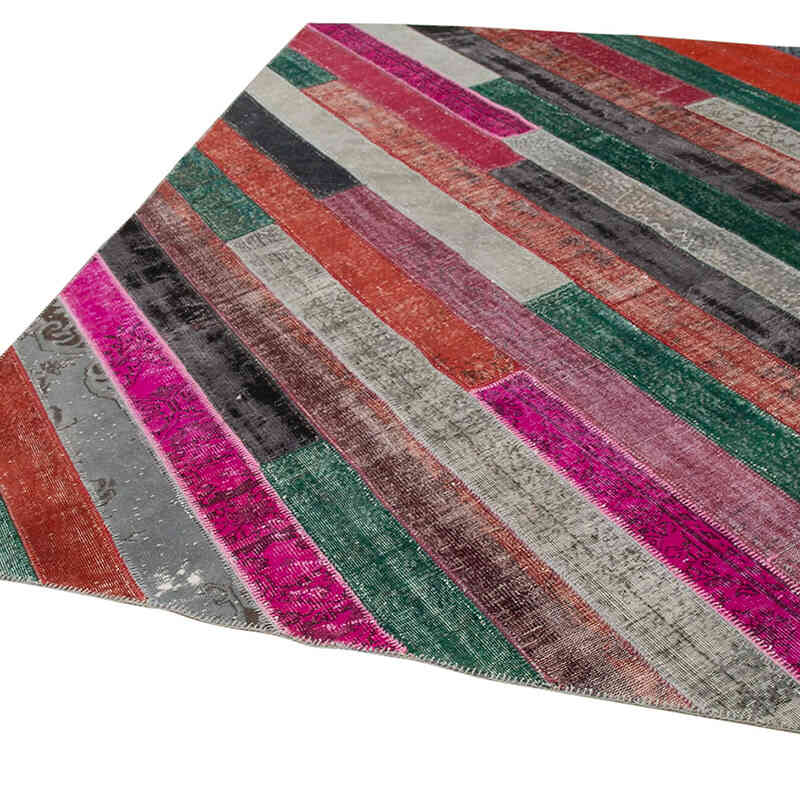 Çok Renkli, Kırmızı Boyalı Patchwork Halı - 200 cm x 290 cm - K0051239