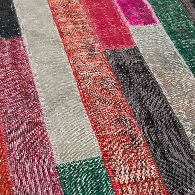 Çok Renkli, Kırmızı Boyalı Patchwork Halı - 200 cm x 290 cm - K0051239