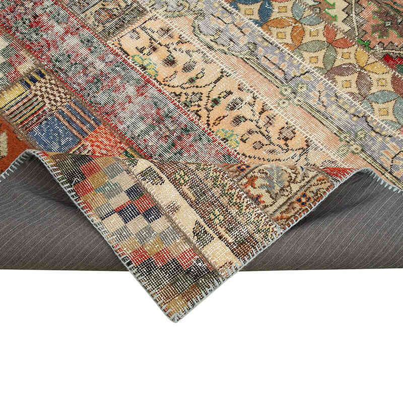 Kırmızı, Çok Renkli Patchwork El Dokuma Halı - 204 cm x 306 cm - K0051246