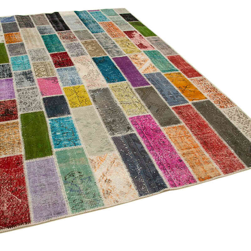 Multicolor Alfombra De Retazos Turca Sobre-teñida - 200 cm x 303 cm - K0051247