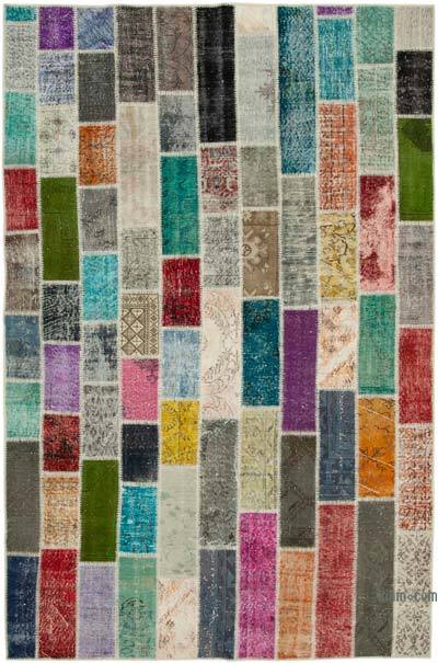 Multicolor Patchwork Hand-Knotted Turkish Rug - 6' 7" x 9' 11" (79 in. x 119 in.)