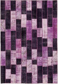 Purple Patchwork Hand-Knotted Turkish Rug - 6' 9" x 9' 10" (81" x 118")