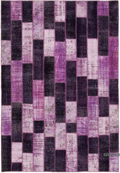 Mor Boyalı Patchwork Halı - 206 cm x 300 cm