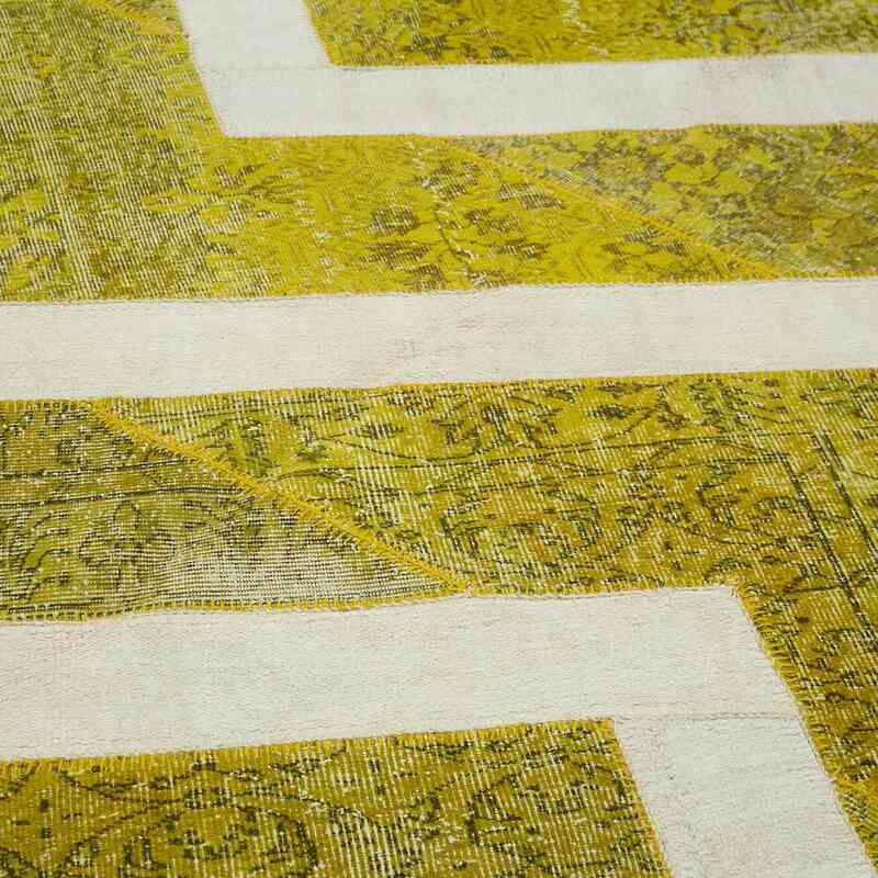 Sarı Boyalı Patchwork Halı - 204 cm x 294 cm - 204 cm x 294 cm - K0051250