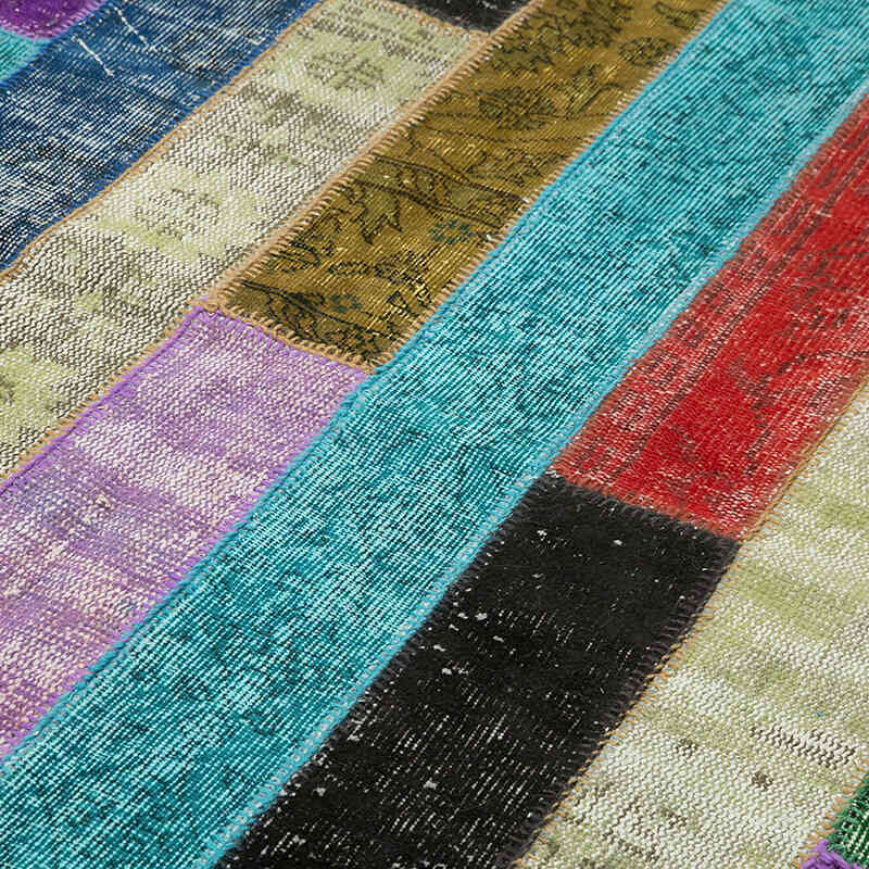 Multicolor Patchwork Hand-Knotted Turkish Rug - 6' 6" x 9' 11" (78" x 119") - K0051251