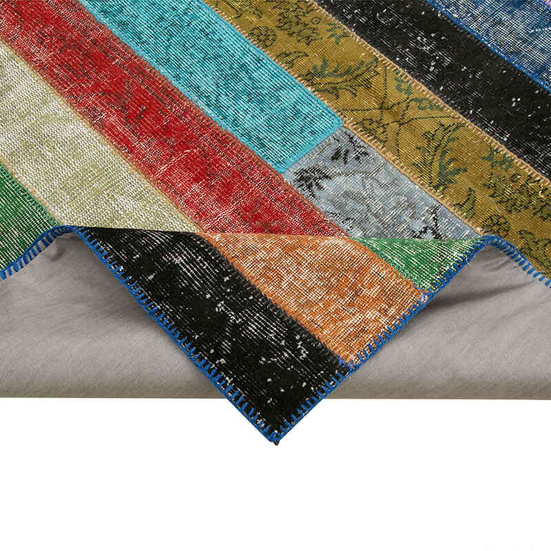 Multicolor Patchwork Hand-Knotted Turkish Rug - 6' 6" x 9' 11" (78" x 119") - K0051251