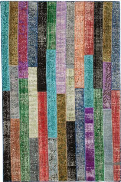 Çok Renkli Boyalı Patchwork Halı - 197 cm x 303 cm