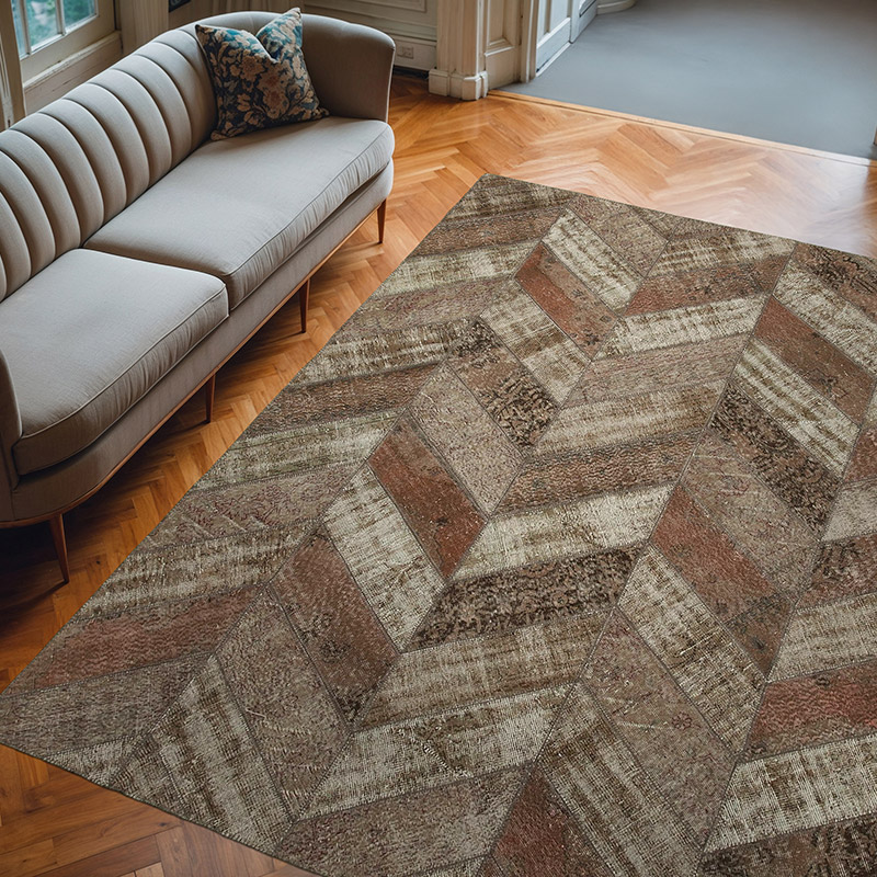 Boyalı Patchwork Halı - 247 cm x 309 cm - K0051253