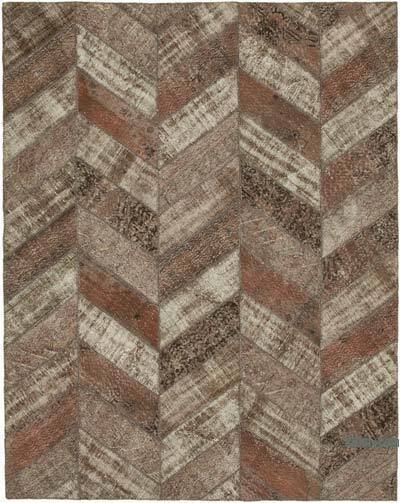 Kahverengi Boyalı Patchwork Halı - 247 cm x 309 cm