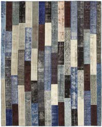 Multicolor Patchwork Hand-Knotted Turkish Rug - 8' 2" x 10' 1" (98" x 121")