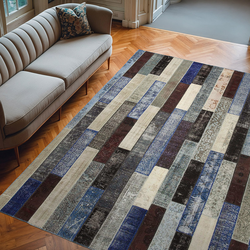 Multicolor Alfombra De Retazos Turca Sobre-teñida - 248 cm x 308 cm - K0051254