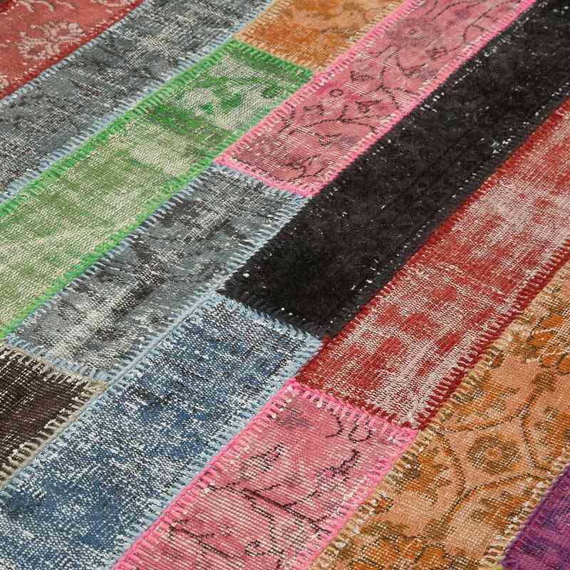 Multicolor Patchwork Hand-Knotted Turkish Rug - 6' 7" x 9' 10" (79 in. x 118 in.) - K0051255