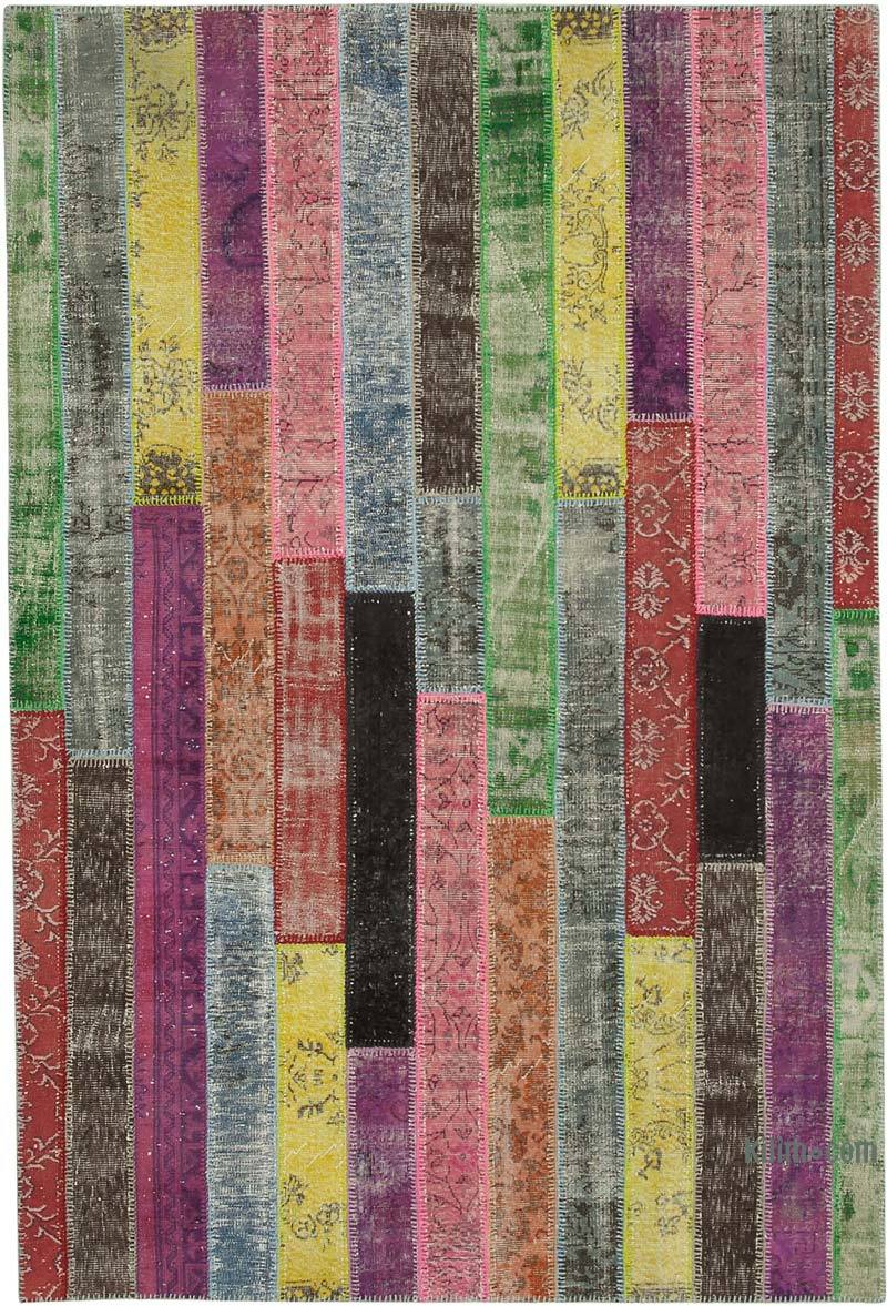 Multicolor Patchwork Hand-Knotted Turkish Rug - 6' 7" x 9' 10" (79 in. x 118 in.) - K0051255