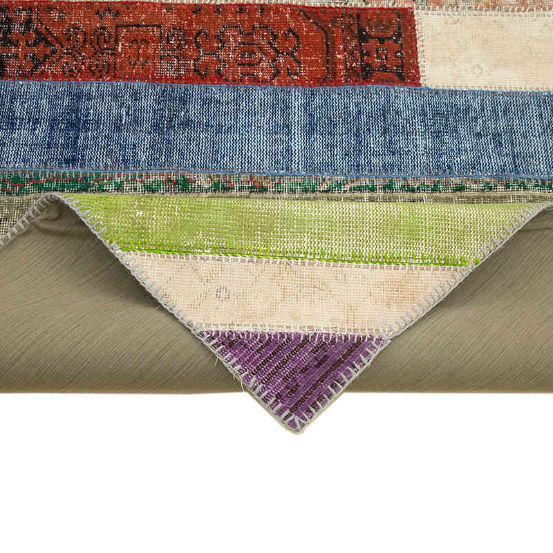 Multicolor Patchwork Hand-Knotted Turkish Rug - 6' 8" x 10' 1" (80" x 121") - K0051258