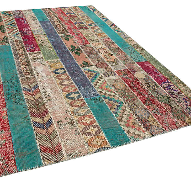Çok Renkli Patchwork El Dokuma Halı - 204 cm x 306 cm - K0051260