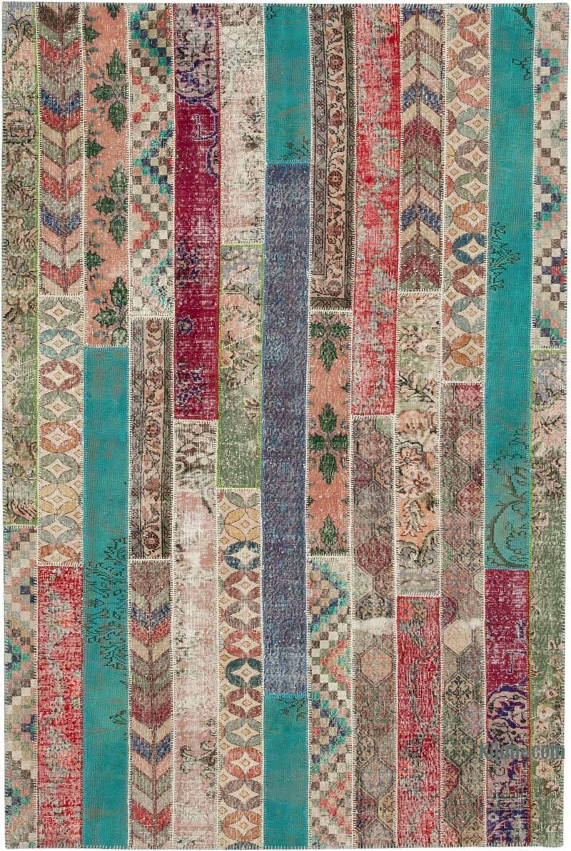 Çok Renkli Patchwork El Dokuma Halı - 204 cm x 306 cm - K0051260