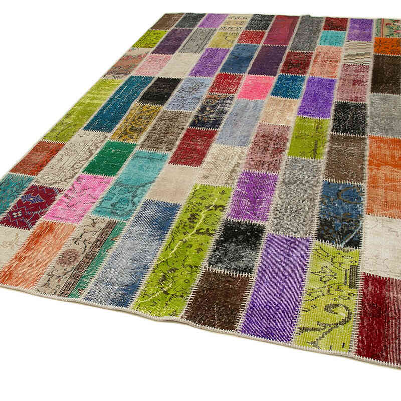 Multicolor Patchwork Hand-Knotted Turkish Rug - 6' 6" x 10'  (78" x 120") - K0051261