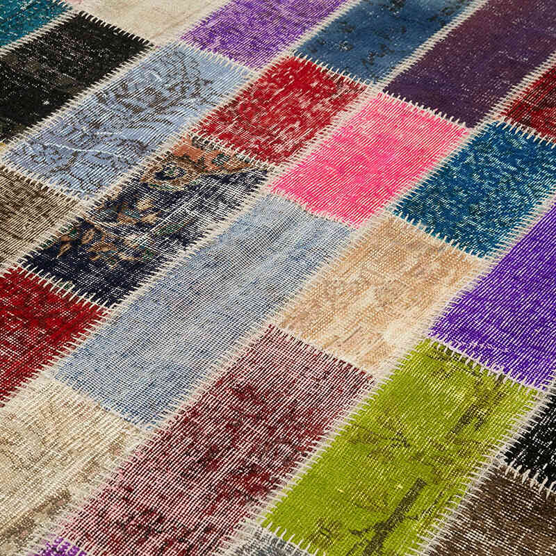 Multicolor Patchwork Hand-Knotted Turkish Rug - 6' 6" x 10'  (78" x 120") - K0051261
