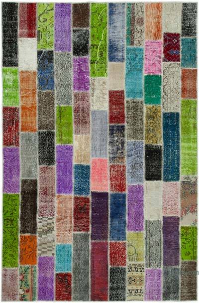 Multicolor Alfombra De Retazos Turca Sobre-teñida - 198 cm x 304 cm
