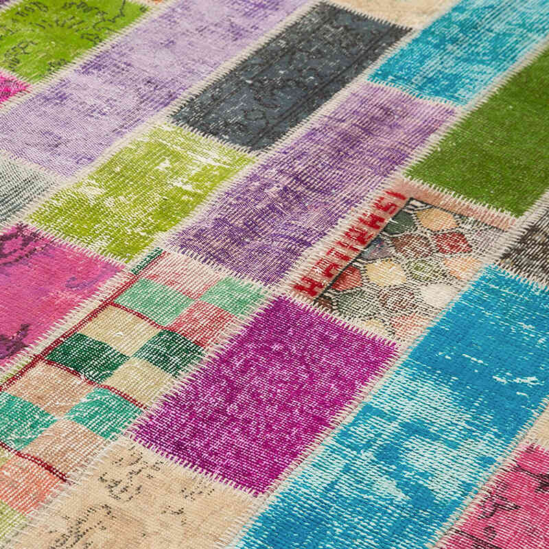 Multicolor Patchwork Hand-Knotted Turkish Rug - 6' 7" x 9' 11" (79" x 119") - K0051262