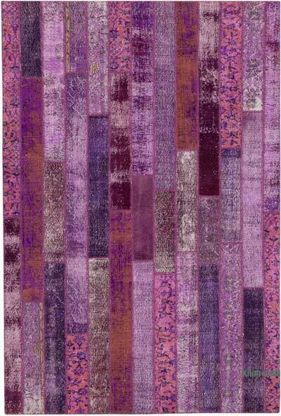 Mor Boyalı Patchwork Halı - 205 cm x 306 cm