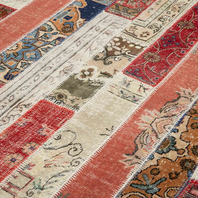 Çok Renkli, Kırmızı Boyalı Patchwork Halı - 201 cm x 302 cm - K0051264
