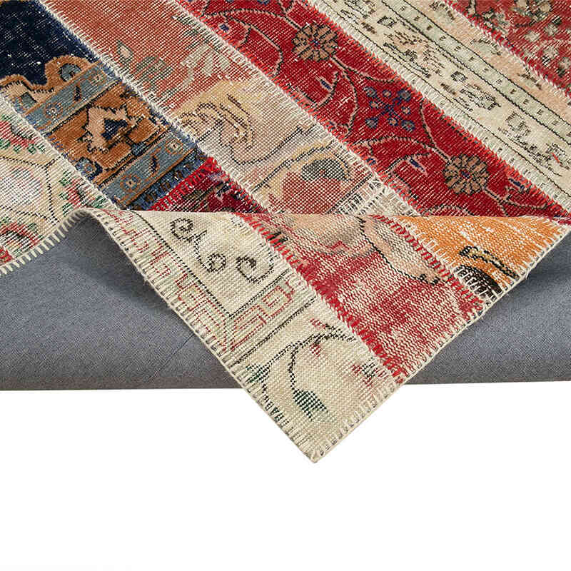 Çok Renkli, Kırmızı Boyalı Patchwork Halı - 201 cm x 302 cm - K0051264