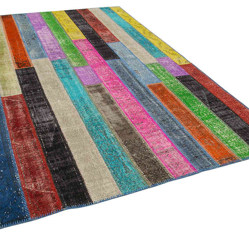 Çok Renkli Boyalı Patchwork Halı - 208 cm x 302 cm - K0051265