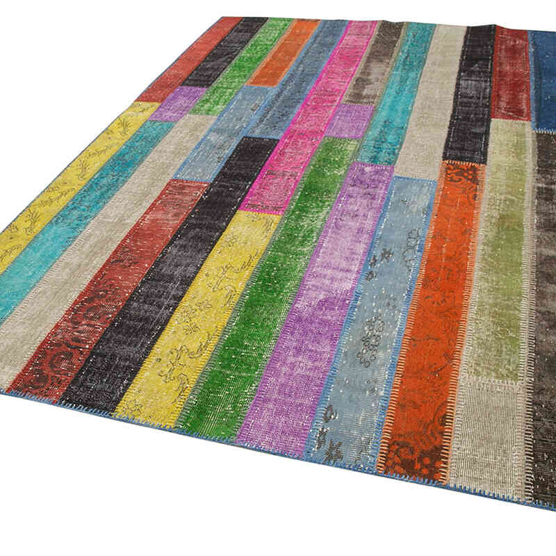 Çok Renkli Boyalı Patchwork Halı - 208 cm x 302 cm - K0051265