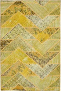 Patchwork Hand-Knotted Turkish Rug - 6' 9" x 10'  (81" x 120")