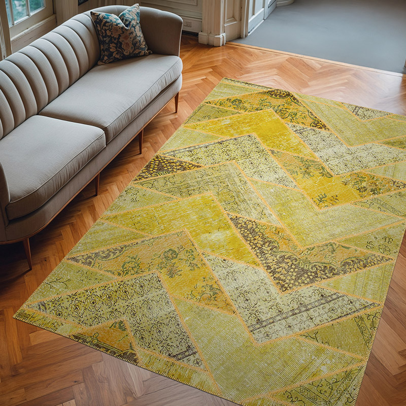 Patchwork Hand-Knotted Turkish Rug - 6' 9" x 10'  (81" x 120") - K0051266