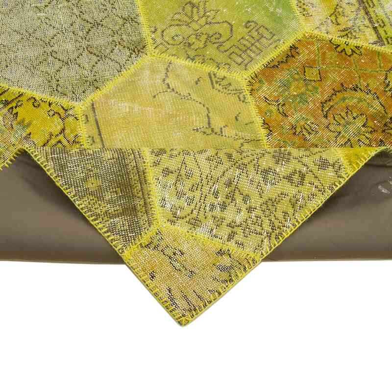 Sarı Boyalı Patchwork Halı - 248 cm x 310 cm - 248 cm x 310 cm - K0051267