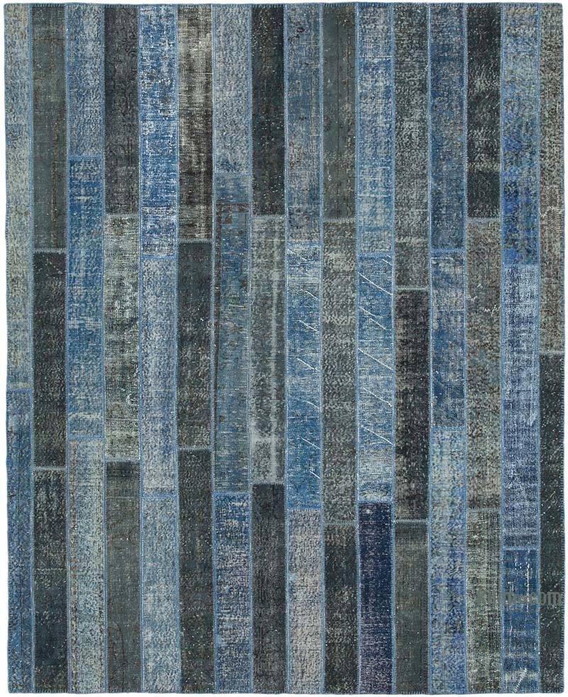 Mavi, Çok Renkli Boyalı Patchwork Halı - 249 cm x 307 cm - K0051268