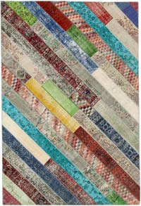 Çok Renkli Patchwork El Dokuma Halı - 204 cm x 305 cm