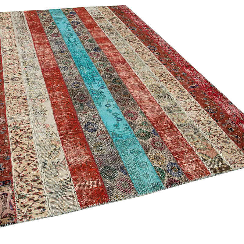 Rojo, Multicolor Alfombra Turca de Retazos - 204 cm x 306 cm - K0051275