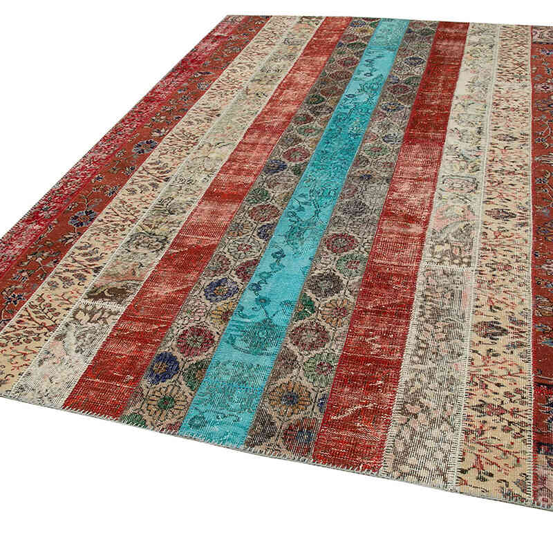 Rojo, Multicolor Alfombra Turca de Retazos - 204 cm x 306 cm - K0051275