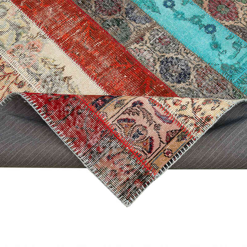 Rojo, Multicolor Alfombra Turca de Retazos - 204 cm x 306 cm - K0051275