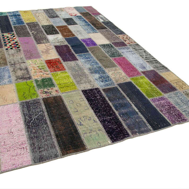 Multicolor Patchwork Hand-Knotted Turkish Rug - 6' 8" x 10'  (80" x 120") - K0051276