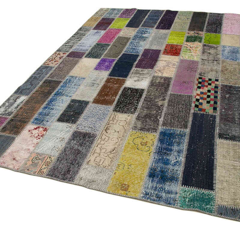 Multicolor Patchwork Hand-Knotted Turkish Rug - 6' 8" x 10'  (80" x 120") - K0051276