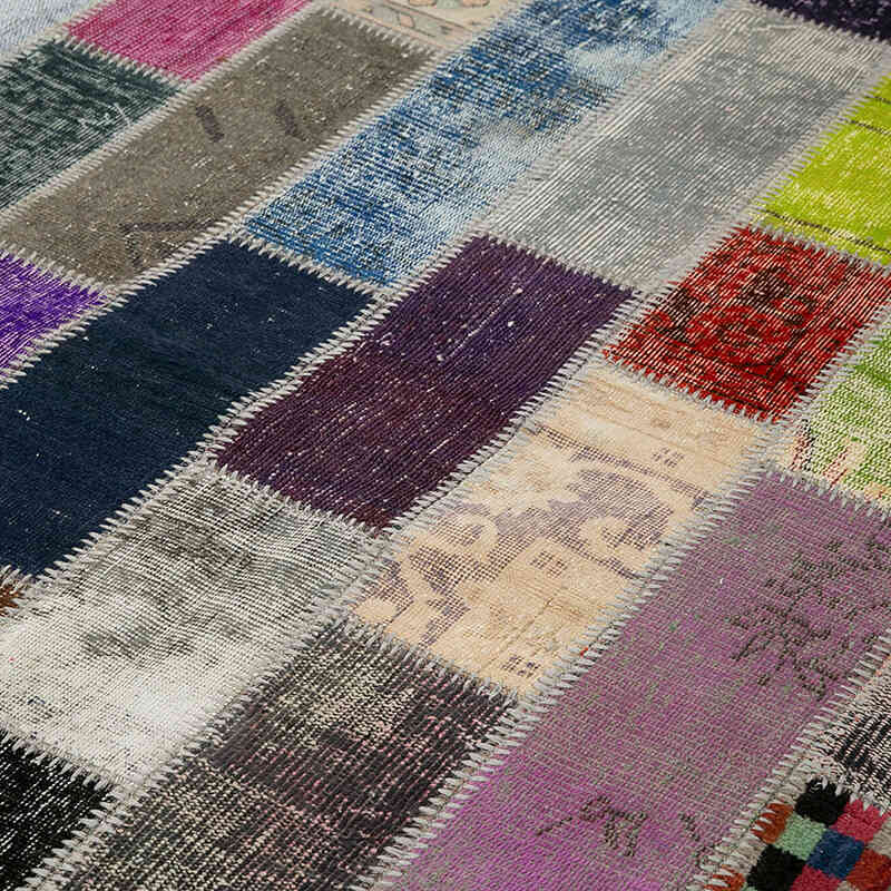 Multicolor Patchwork Hand-Knotted Turkish Rug - 6' 8" x 10'  (80" x 120") - K0051276