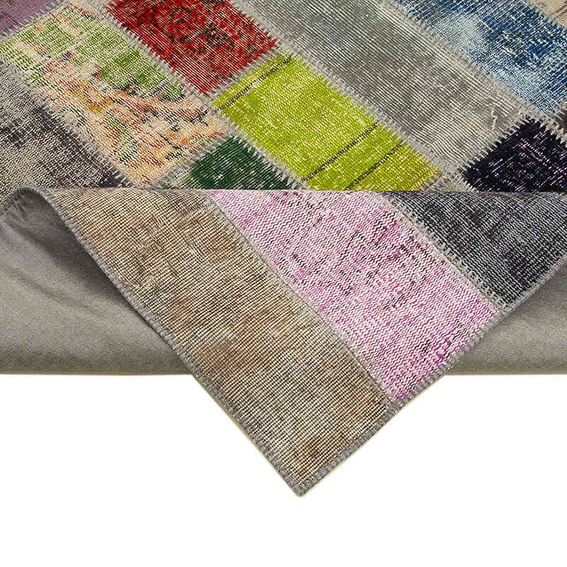 Multicolor Patchwork Hand-Knotted Turkish Rug - 6' 8" x 10'  (80" x 120") - K0051276