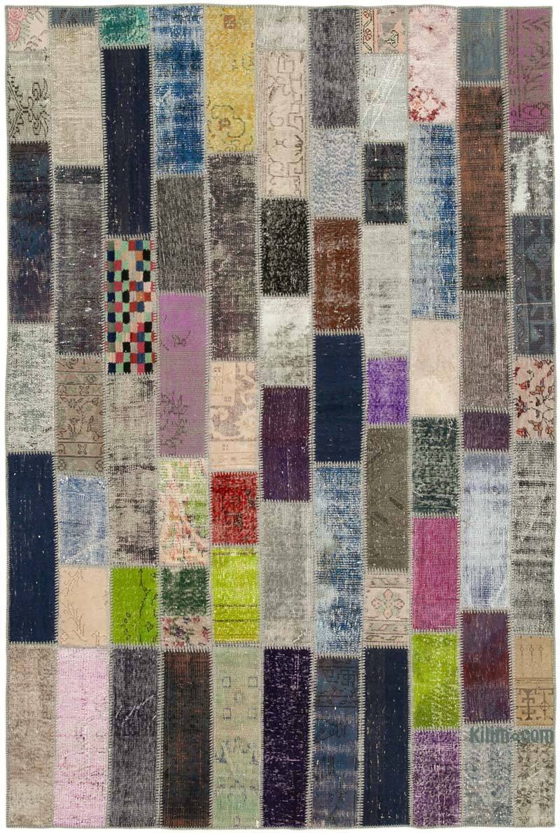 Multicolor Patchwork Hand-Knotted Turkish Rug - 6' 8" x 10'  (80" x 120") - K0051276